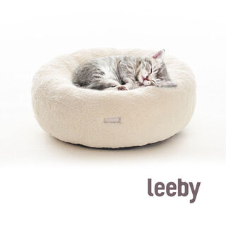 Leeby Cama Redonda Amovível Branca com Ovelhas para gatinhos 